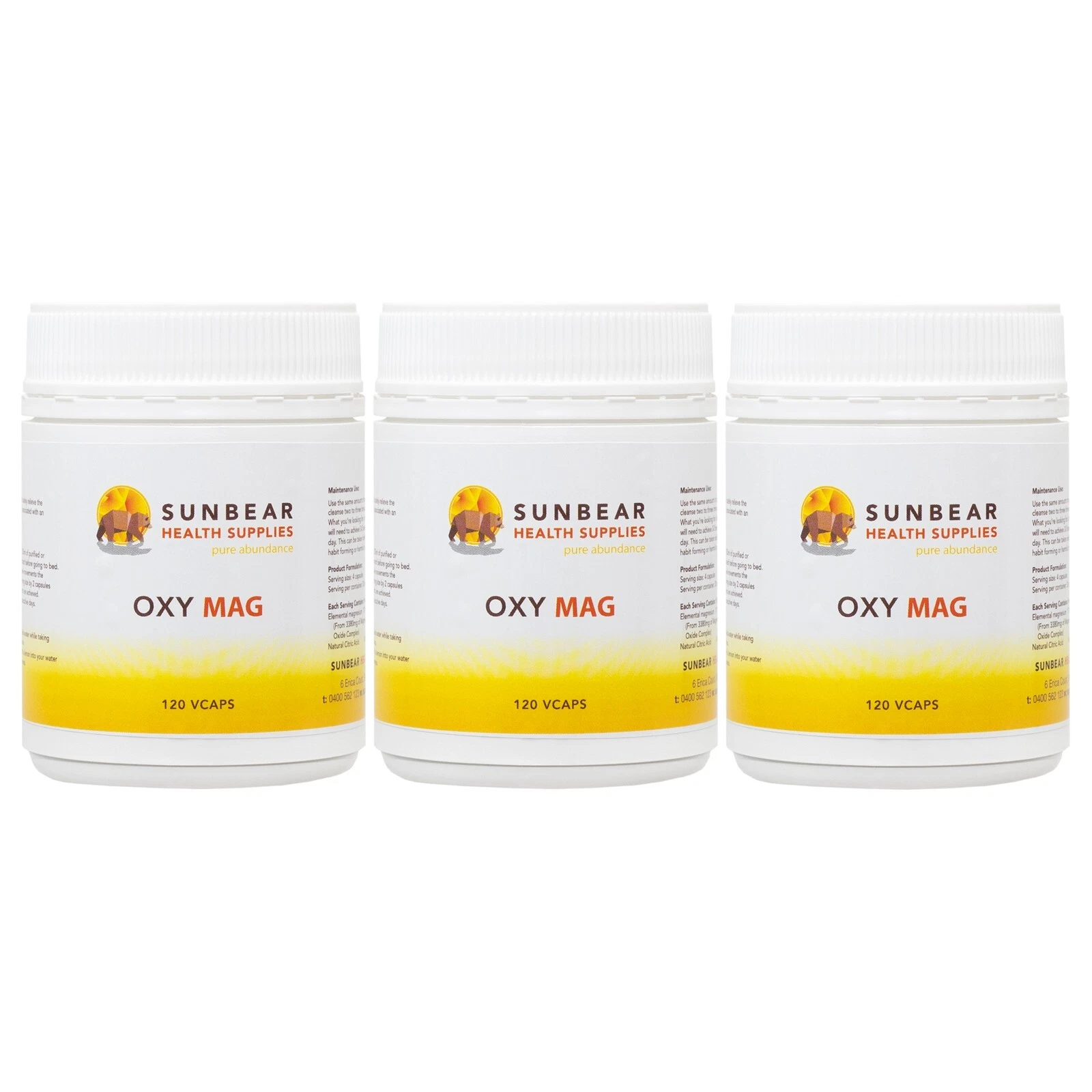 Oxy Mag Powder x3 - Oxygenated Magnesium Intestinal Cleanser-120 Caps-Oxycleanse