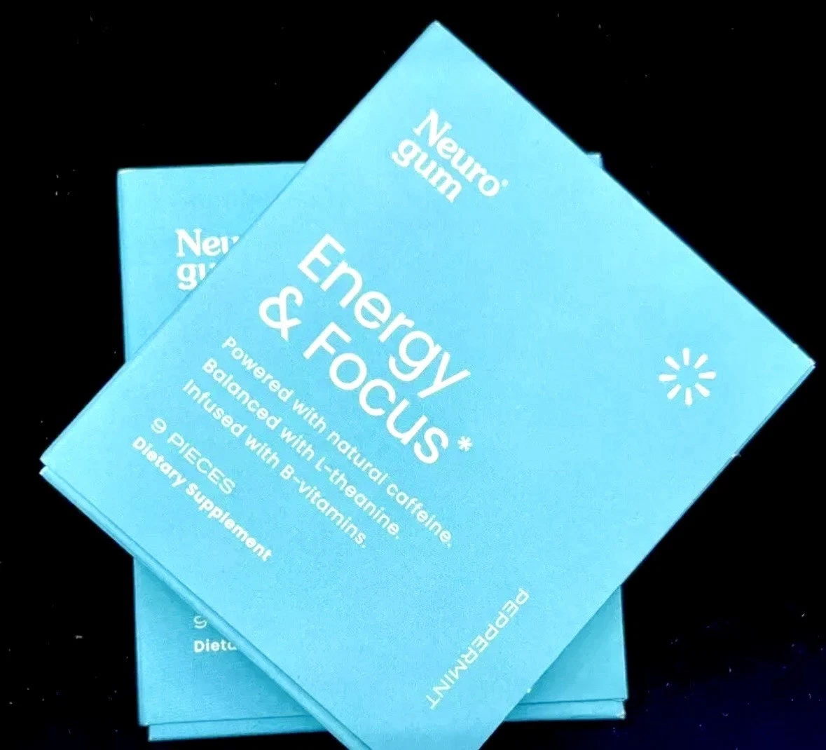 NeuroGum Energy Caffeine Gum Focus Vitamin B-12 & B6 Nootropics 2pk 18 pcs QTY