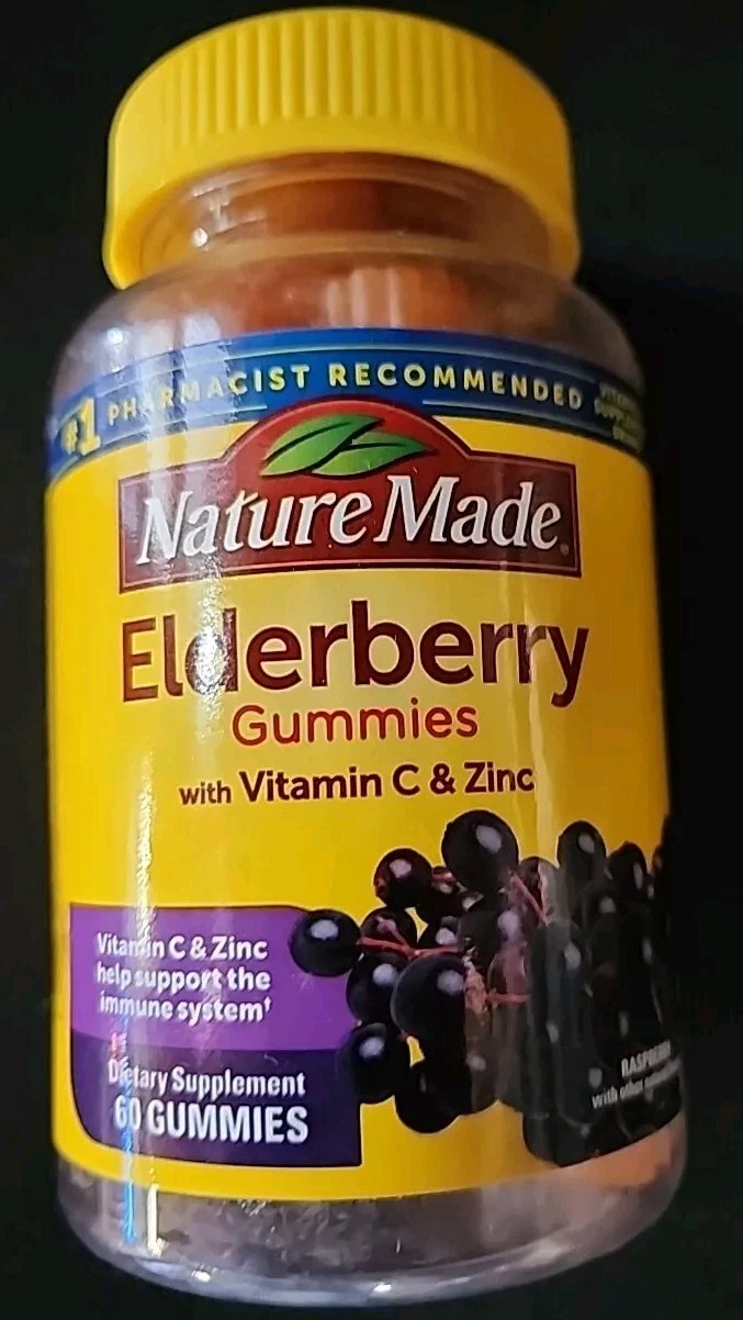 Nature Made Elderberry with Vitamin C & Zinc Raspberry Flavor Exp 12/2025