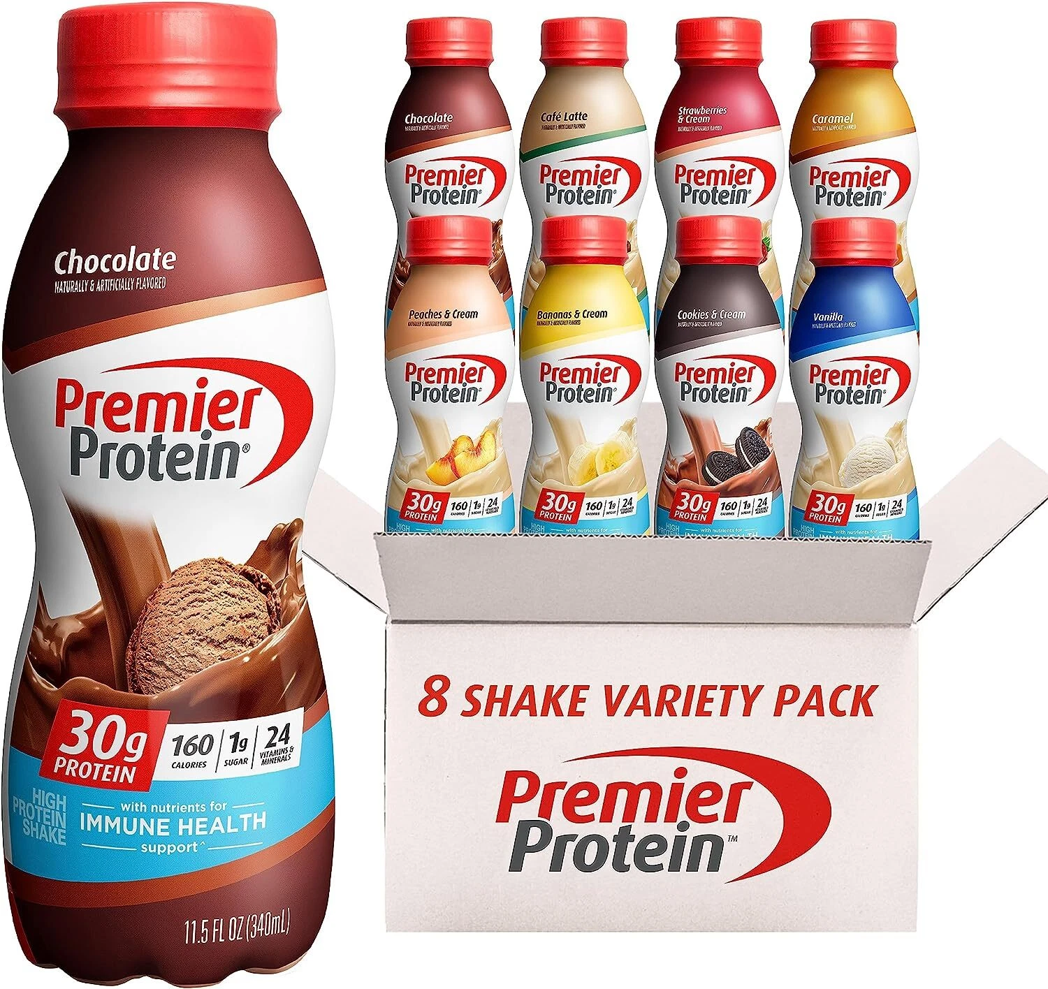 (8 Pack) Premier Protein Immune Nutrition Shake, 8 Flavor Variety, 11.5 Fl Oz
