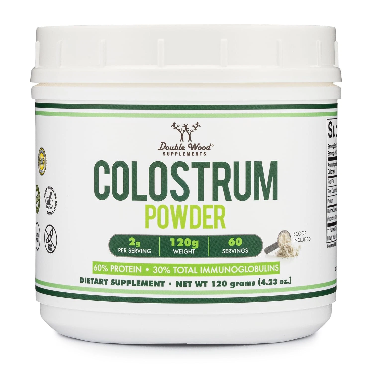 Double Wood Supplements Bovine Colostrum Powder for Women and Men, for Gut Healt