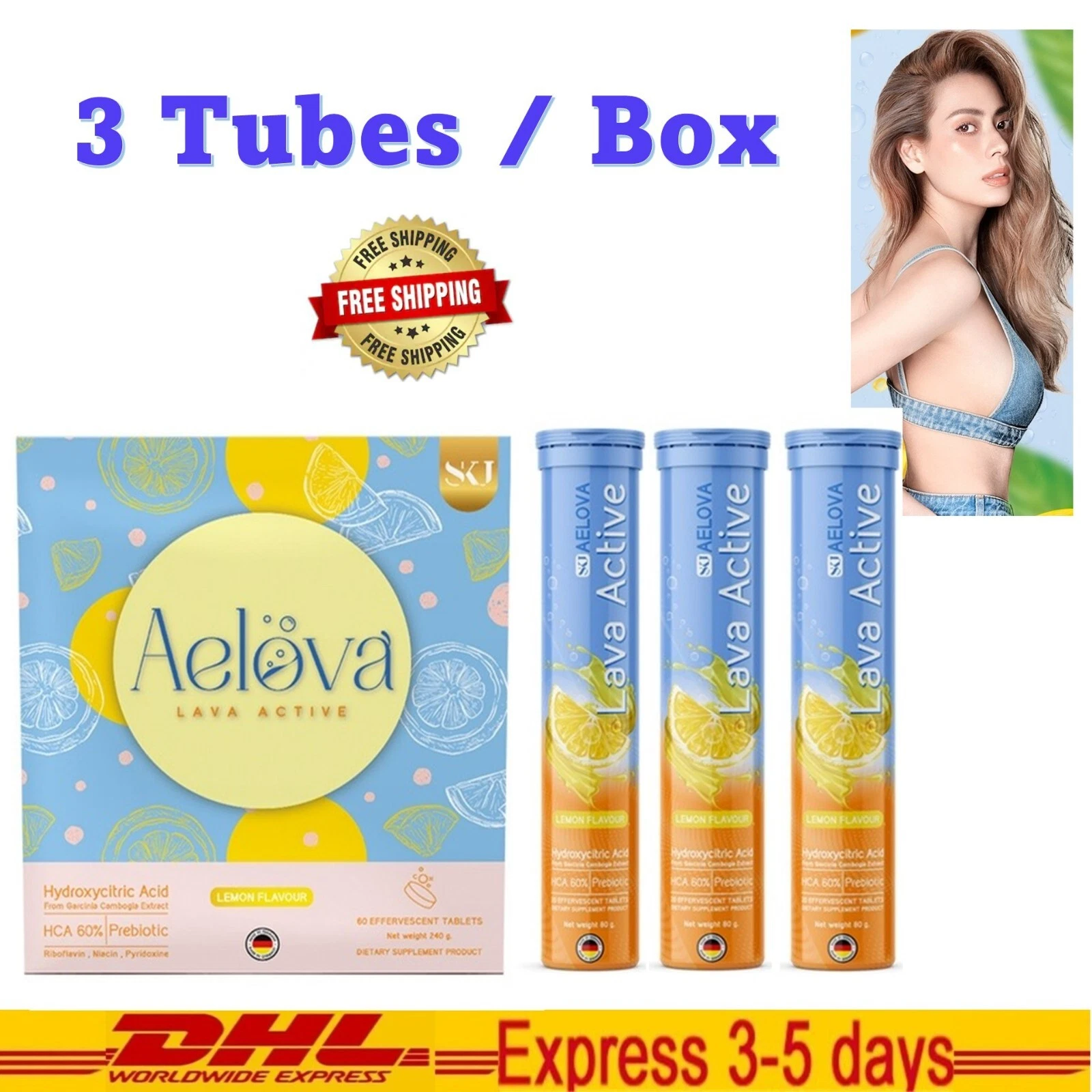 AELOVA Dietary Supplement Product Weight Control Effervescent Tighten (3 Tubes)