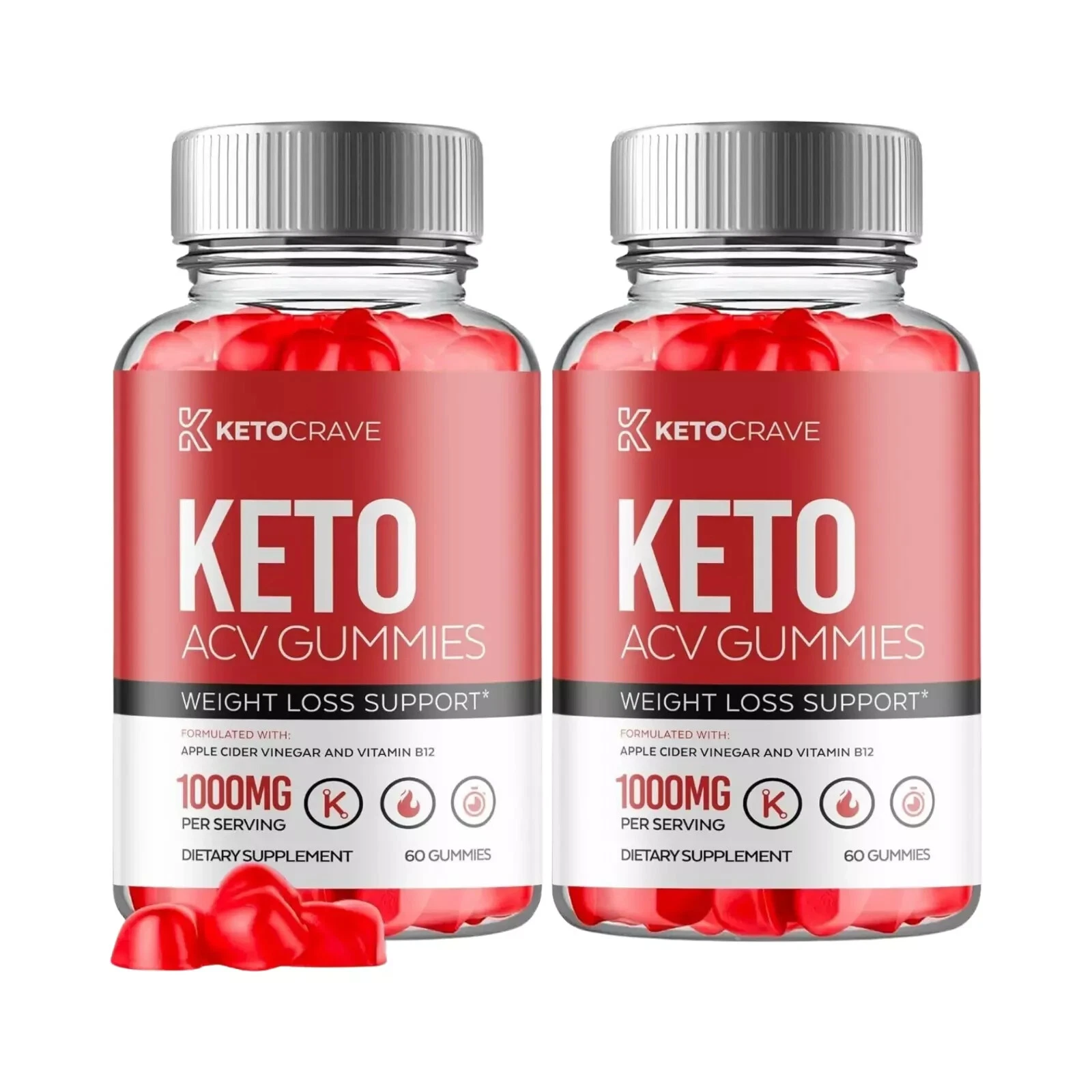 2-Pack Keto Crave ACV gummies, KetoCrave Gummies Weight Loss (120 Gummies)
