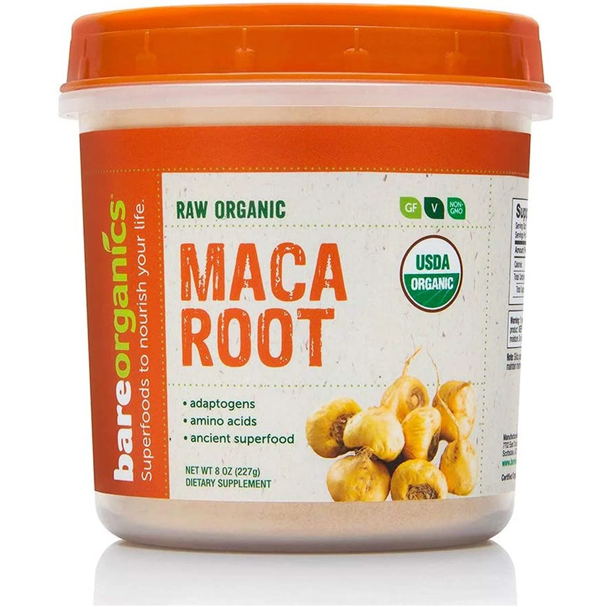 Bareorganics Organic Raw Maca Root Powder 8 Oz