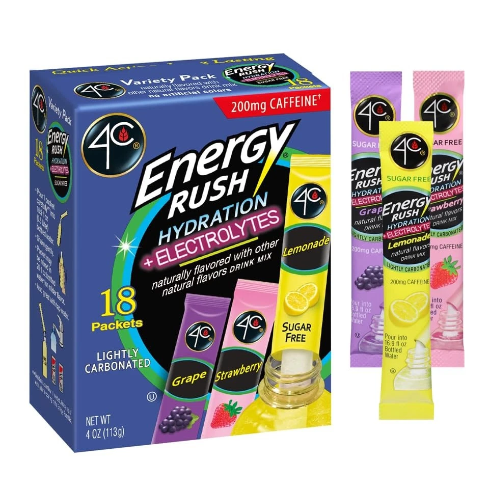 Energy Rush PSD with Electrolytes 18ct Variety Pack Stix Lemonade/Strawberry/...