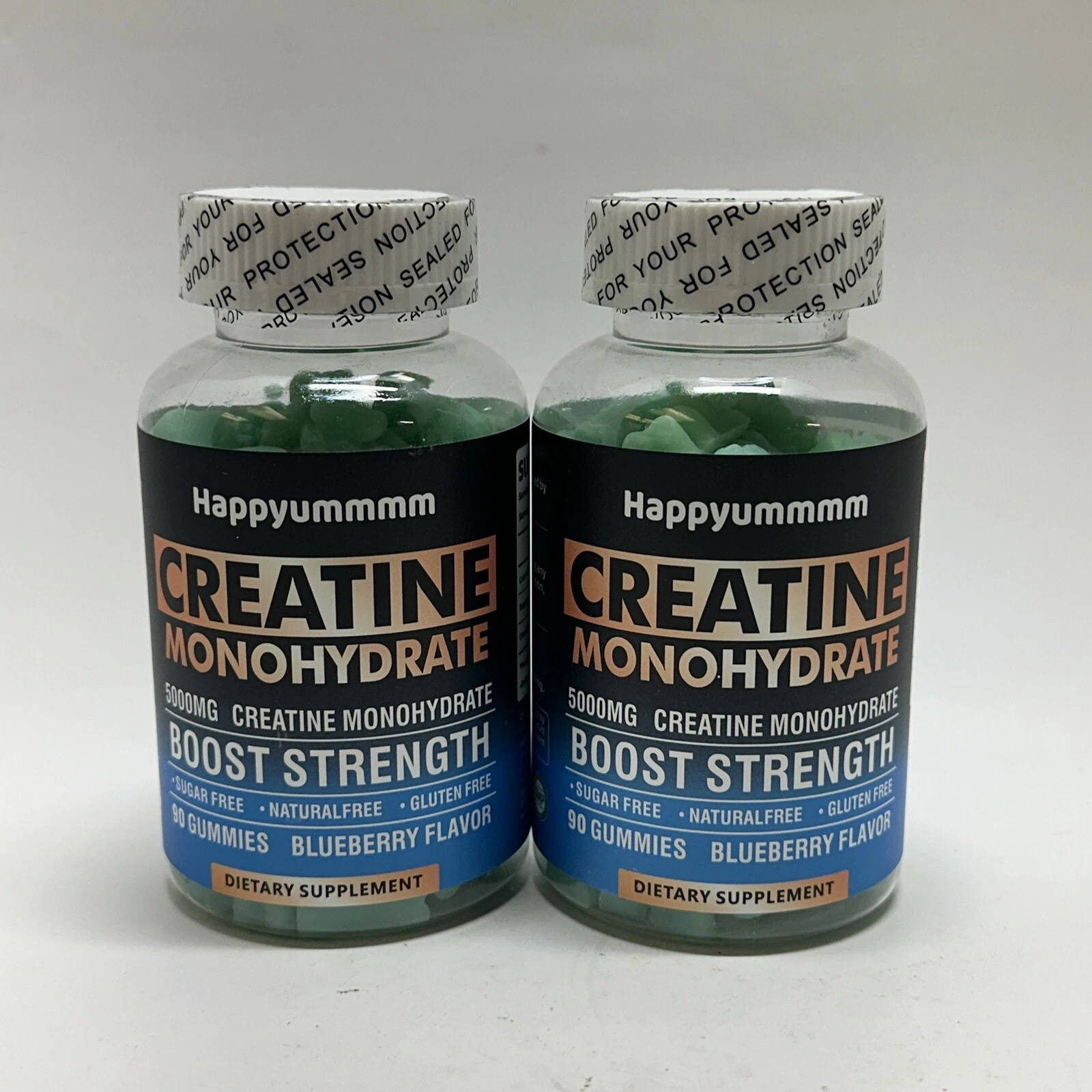 (2 Pack)Happyummmm Creatine Monohydrate 5000MG 90 Ct Blueberry Flavor Exp 04/26