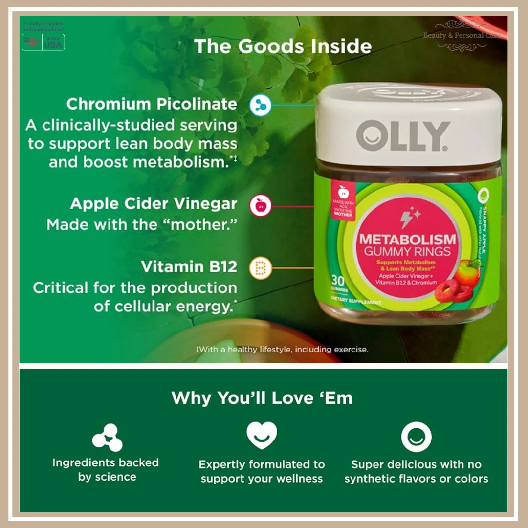 Apple Cider Vinegar Gummies Metabolism Support B12 Chromium Gluten Free 30ct