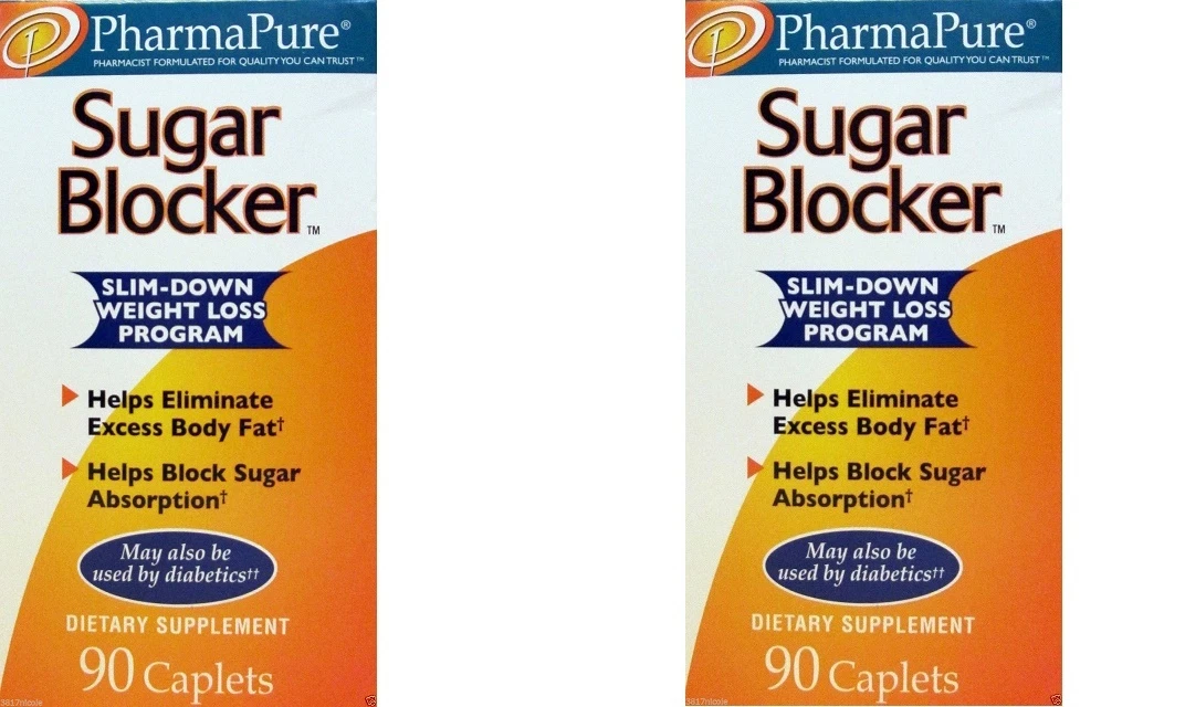 PharmaPure Sugar Blocker Weight Loss Supplement (2 Pack) 90 Count Bottles**