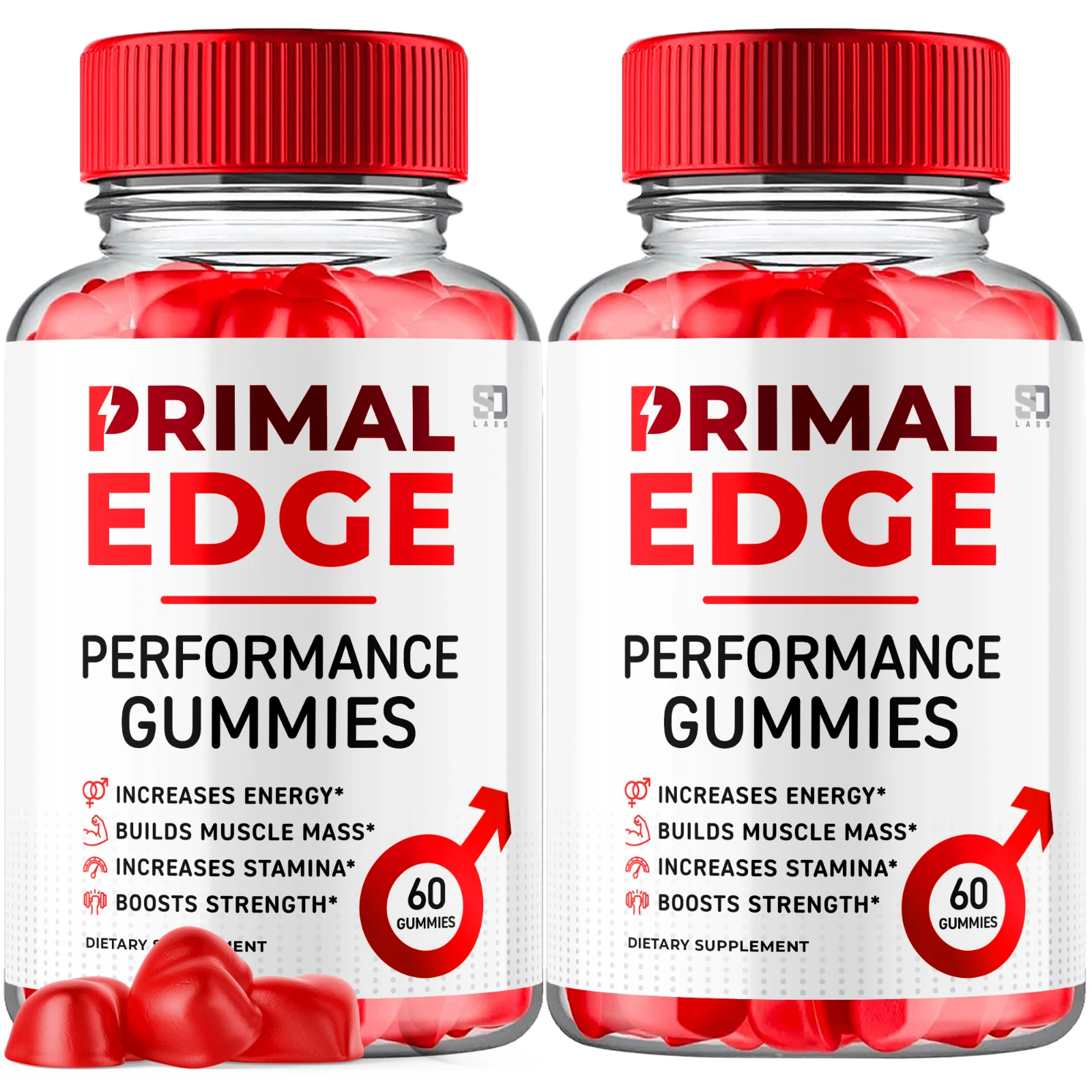 (2 Pack) Primal Edge Male Gummies - Enhances Energy, Vitality & Stamina 120ct