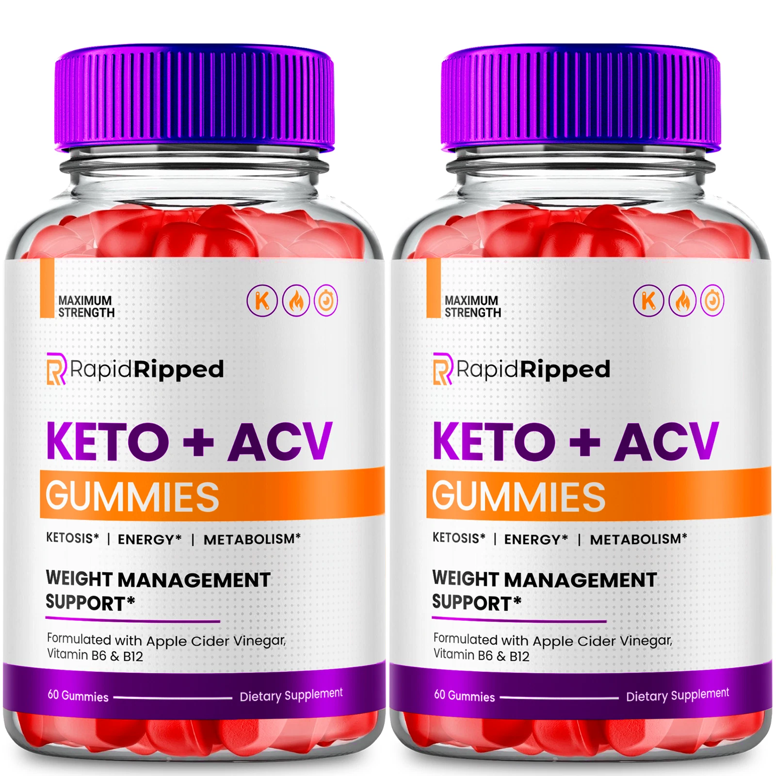 Rapid Ripped Keto ACV Gummies, Max Strength Official Rapid Ripped Gummy (2 Pack)