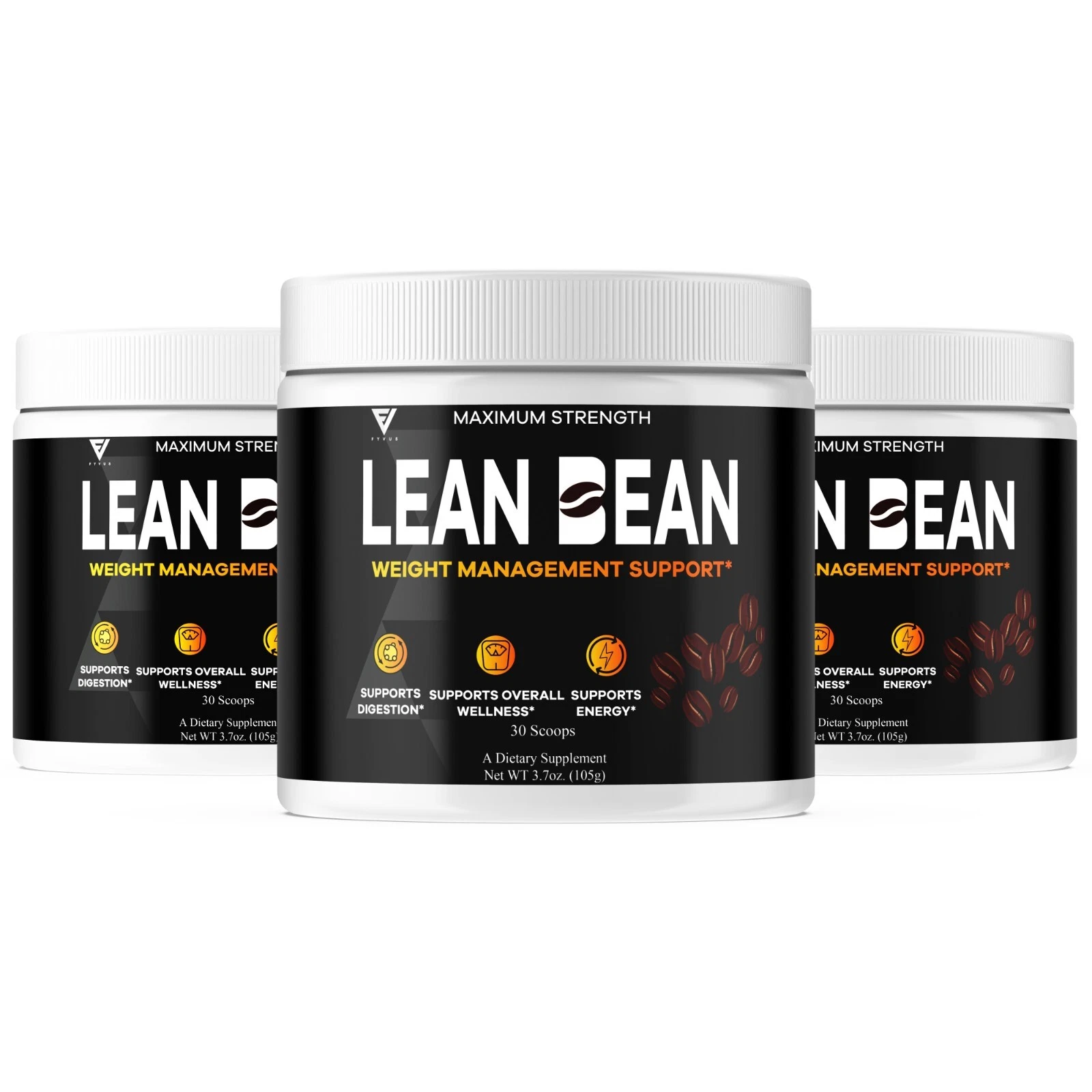 (3 Pack) Lean Bean Powder Supplement LeanBean Maximum Strength Formula (11.1oz)