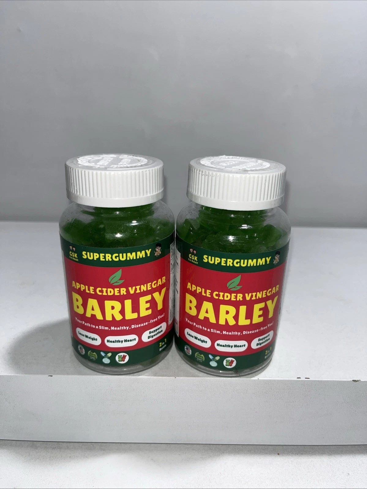 2 Sealed Apple Cider Vinegar & Barley Gummies, Weight Loss