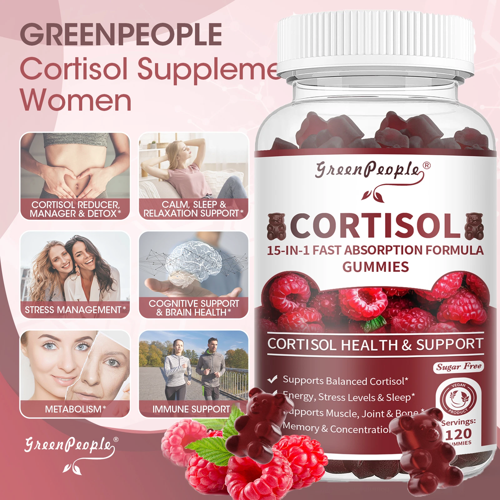 Adrenal Support Supplement Cortisol Support Stress Relief Manager 240 Gummies