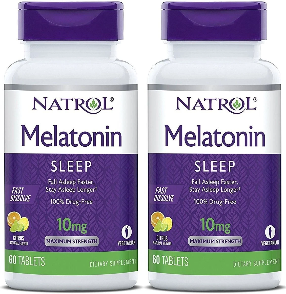 Natrol Melatonin 10mg Fast Dissolve Citrus Punch 60ct 2-Pack