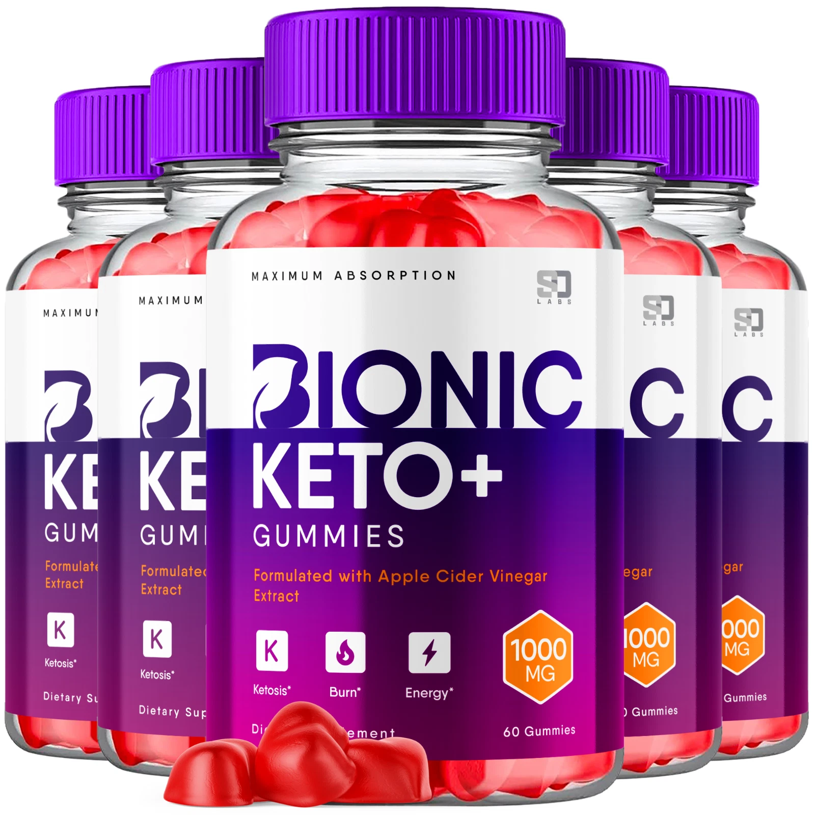 (5 Pack) Bionic Keto, Bionic Keto ACV Weight Loss Fat Burn Gummies (300 Gummies)