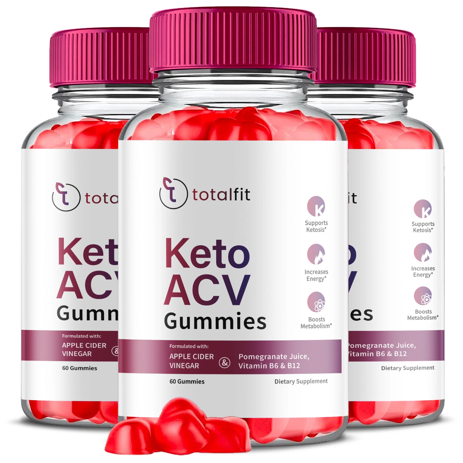 TotalFit Keto + ACV Advanced Weight Loss Gummies Lose Belly Fat ORIGINAL -3 Pack