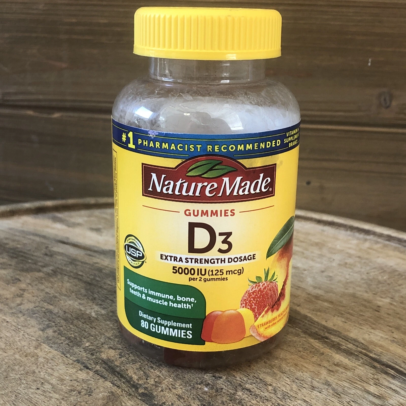Nature Made Extra Strength D3 Gummies - Strawberry, Peach & Mango - Exp 1/26+