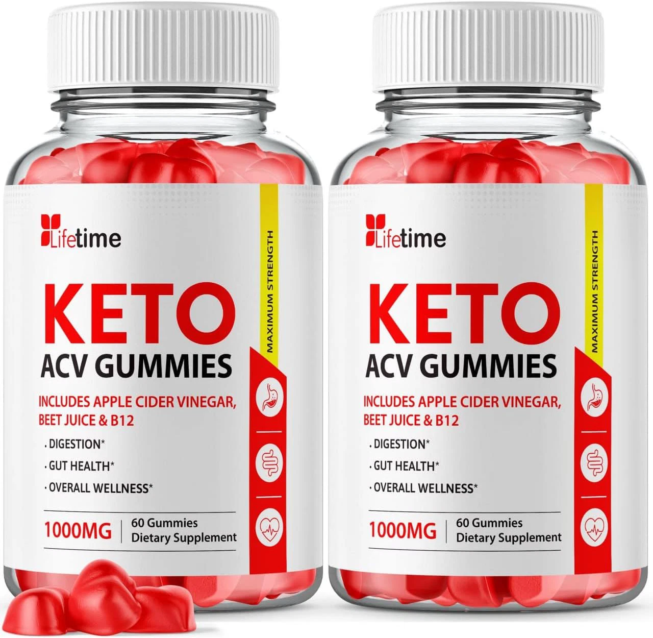 2 Pack- Lifetime Keto ACV Gummies, Vegan, Weight Loss Supplement - 120 Gummies