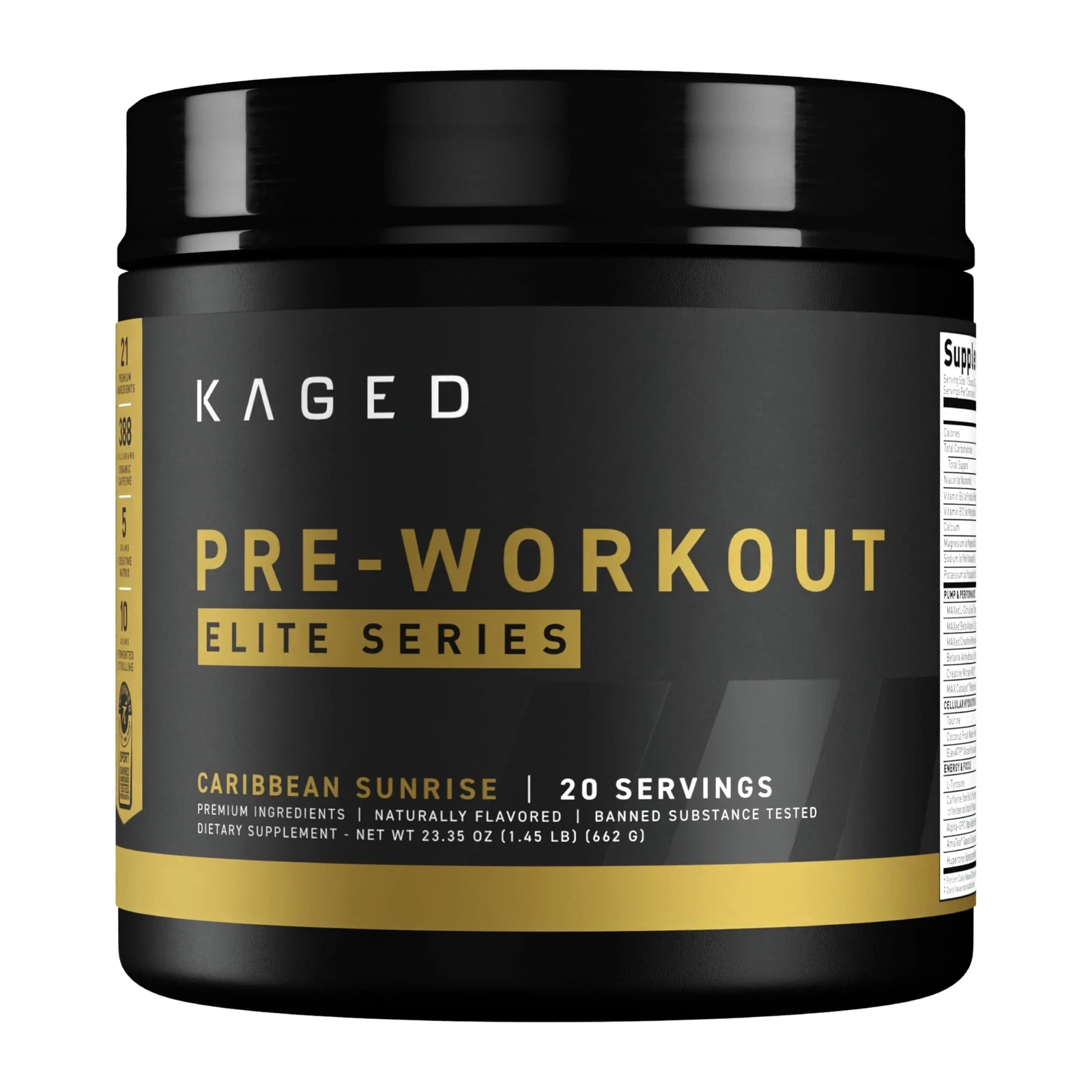 Kaged Pre Workout Elite 20 Servings Energy Focus Pump for Athletes Caribbean ...