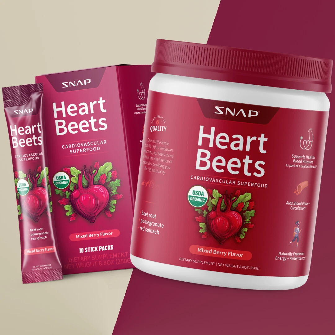 Snap Heart Beets Powder USDA Cardiovascular Superfood Nitric Oxide Booster