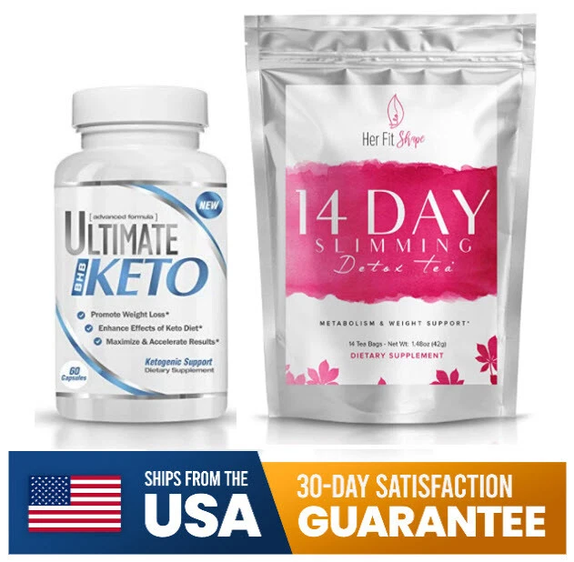 NEW! Ultimate Keto BHB(60ct) + Her Fit Shape(14Day)Tea Bundle-Weight Loss-Herbal