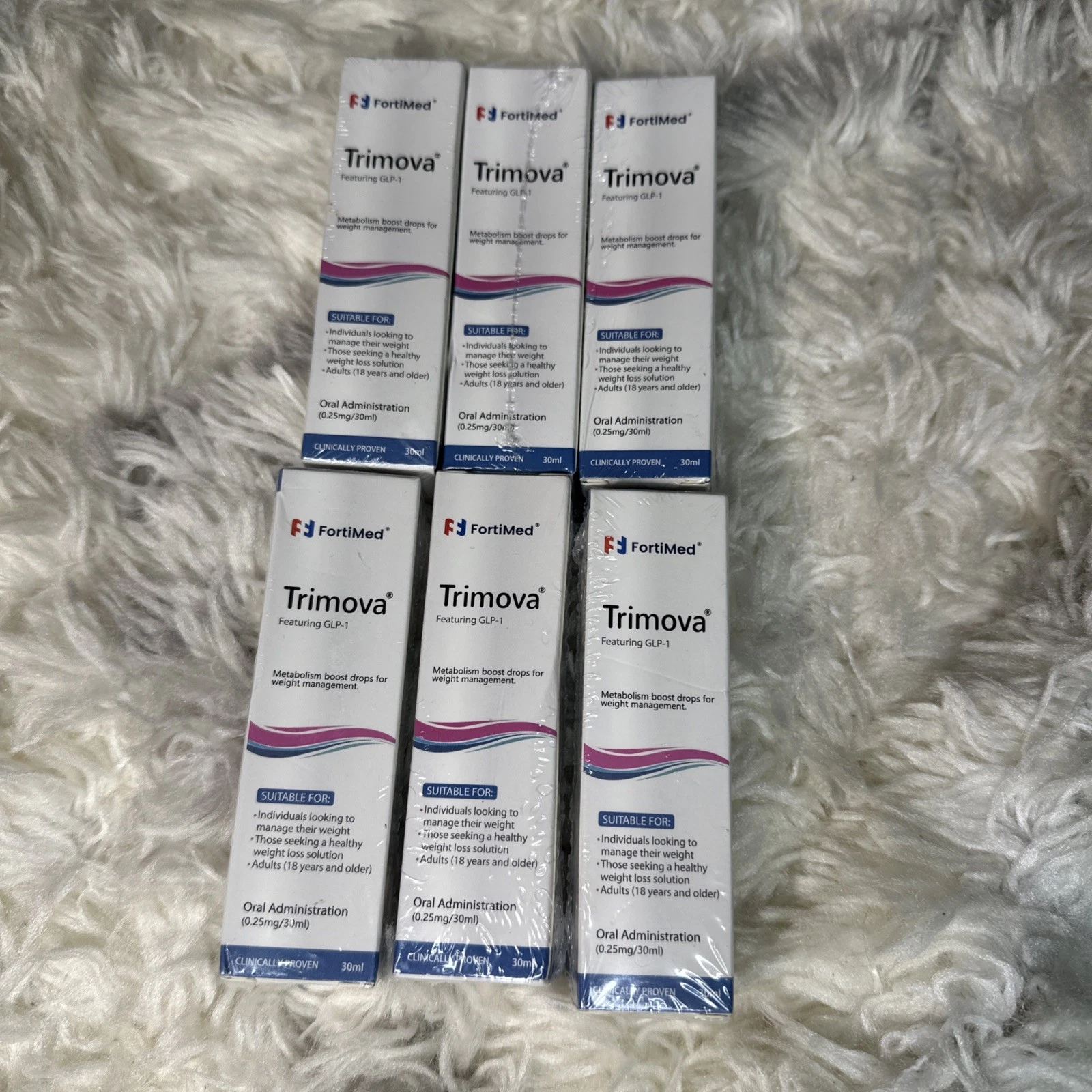 Lot of 6 FortiMed Trimova GLP-1 Metabolism Boost Oral Drops Weight Loss 30ml NEW