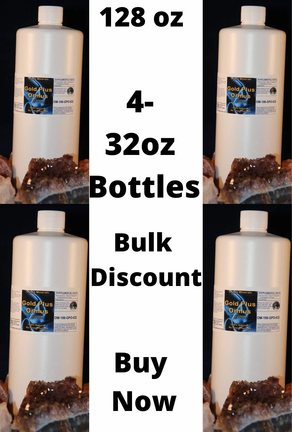 Gold Plus Ormus Minerals Mental Health Immunity Skin Electrolytes Energy 128oz