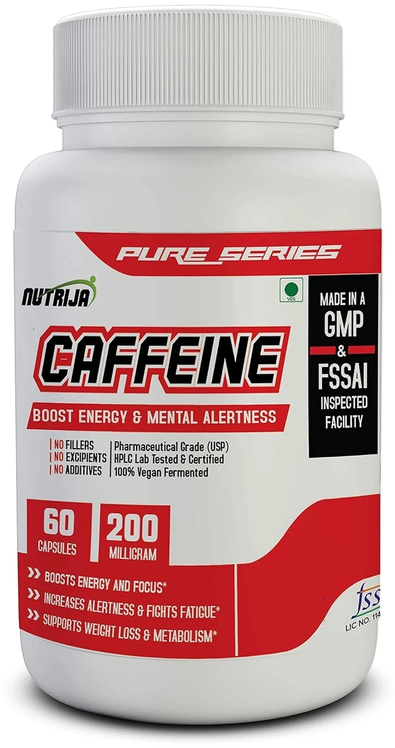 Caffeine 200mg 60 Capsules Pure & Potent Boosts Performance & Metabolism