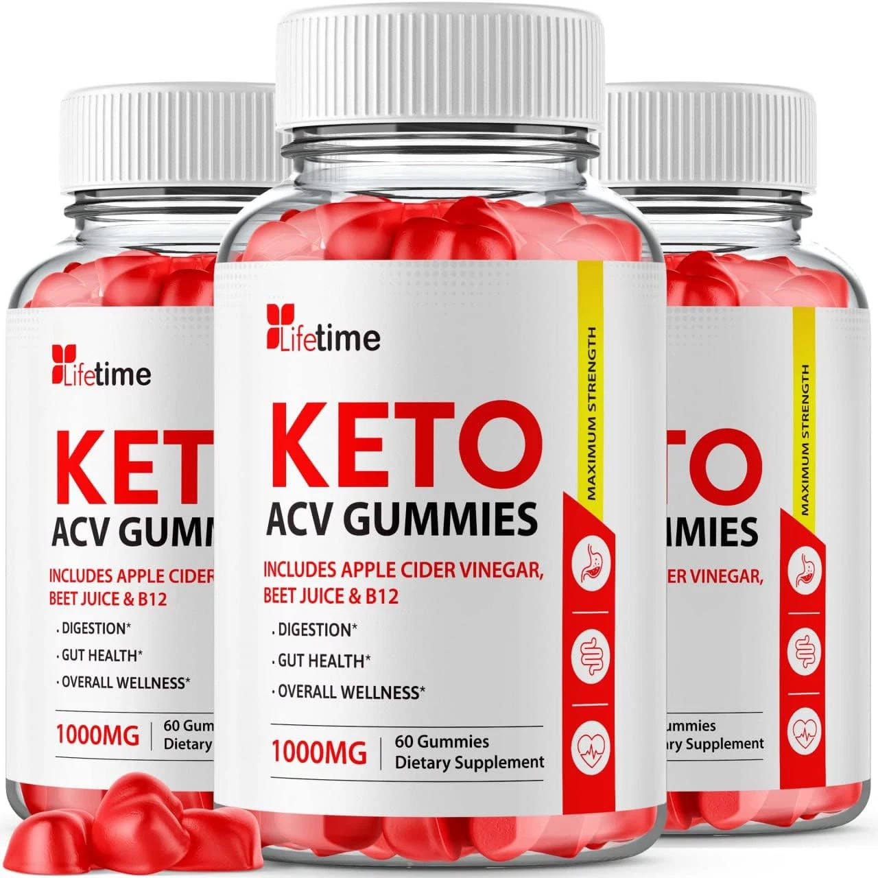 3 Pack- Lifetime Keto ACV Gummies, Vegan, Weight Loss Supplement - 180 Gummies