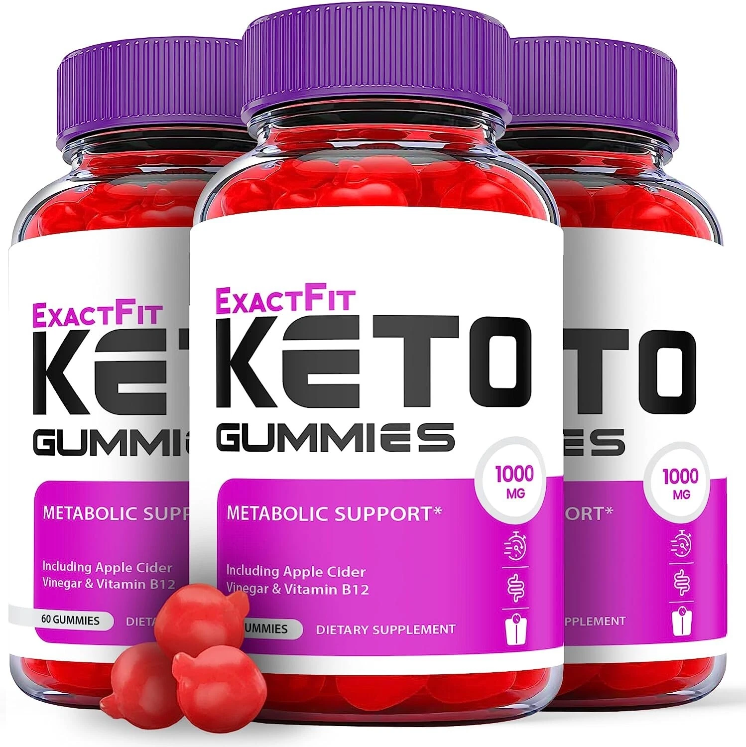 (3 Pack) Exact Fit Keto Gummies - ExactFit Keto ACV Gummies Weight Loss-180 Gums
