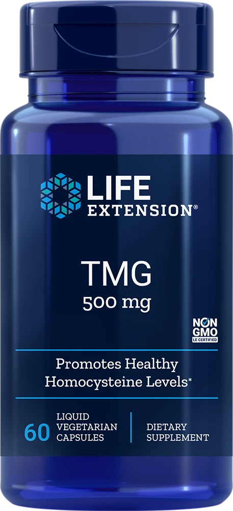 Life Extension TMG 500 MG 60 LIQUID Veg Caps (Two Pack Deal)