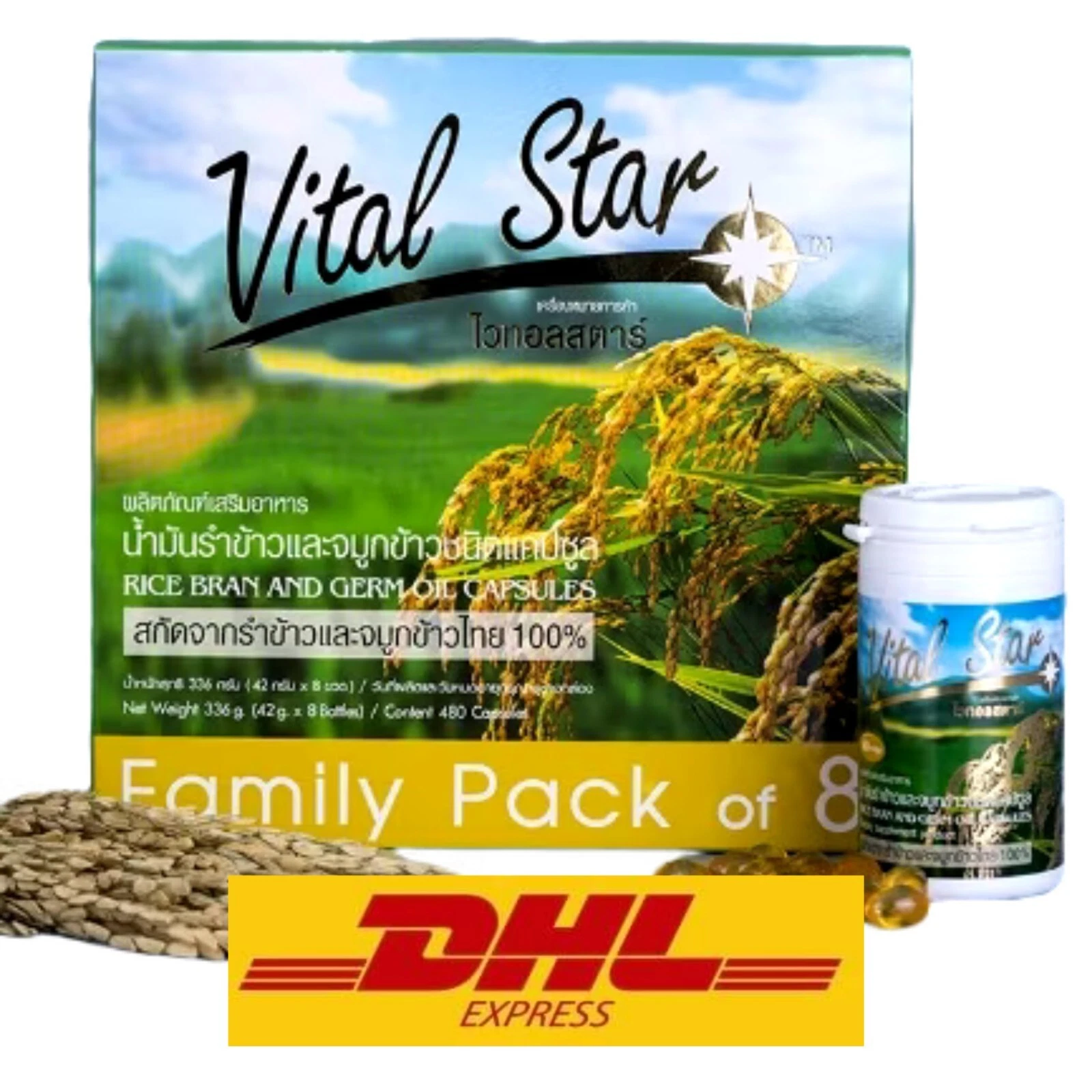 8X Vital Star Rice Bran and Germ Oil Gamma Oryzanol Antioxidants Good Fat Family