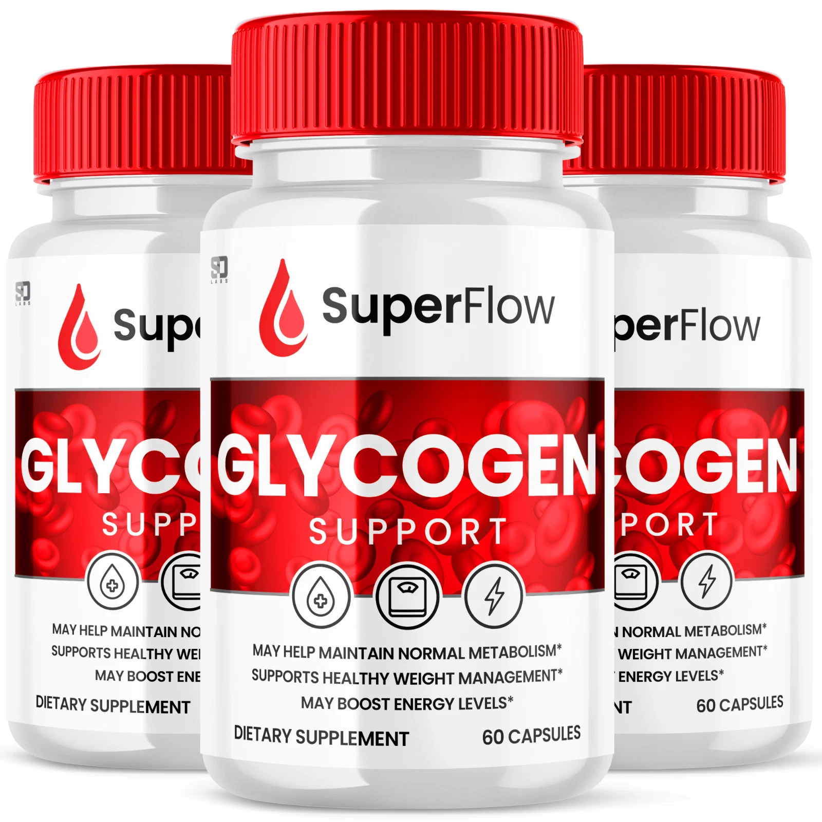 (3 Pack) Super Flow Glycogen, Blood Sugar Health Support Formula, 180 Capsules