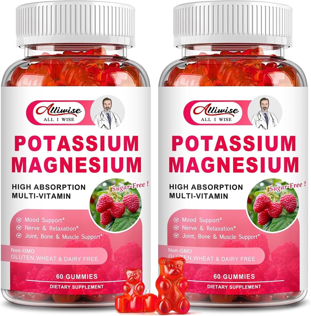 Potassium Magnesium Supplement Gummies with 60 Count (Pack of 2)