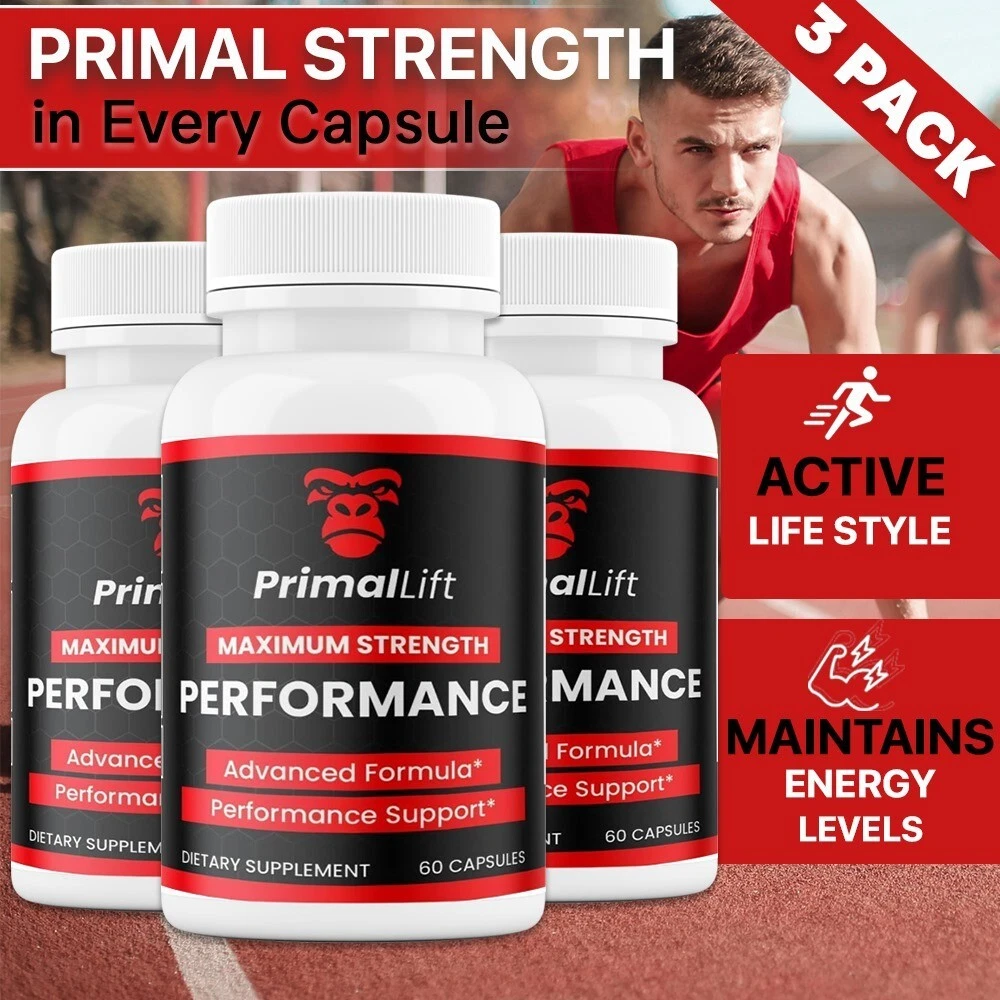 (3 Pack) PrimalLift Male Performance & Vitality Pills, Primal Lift for Men