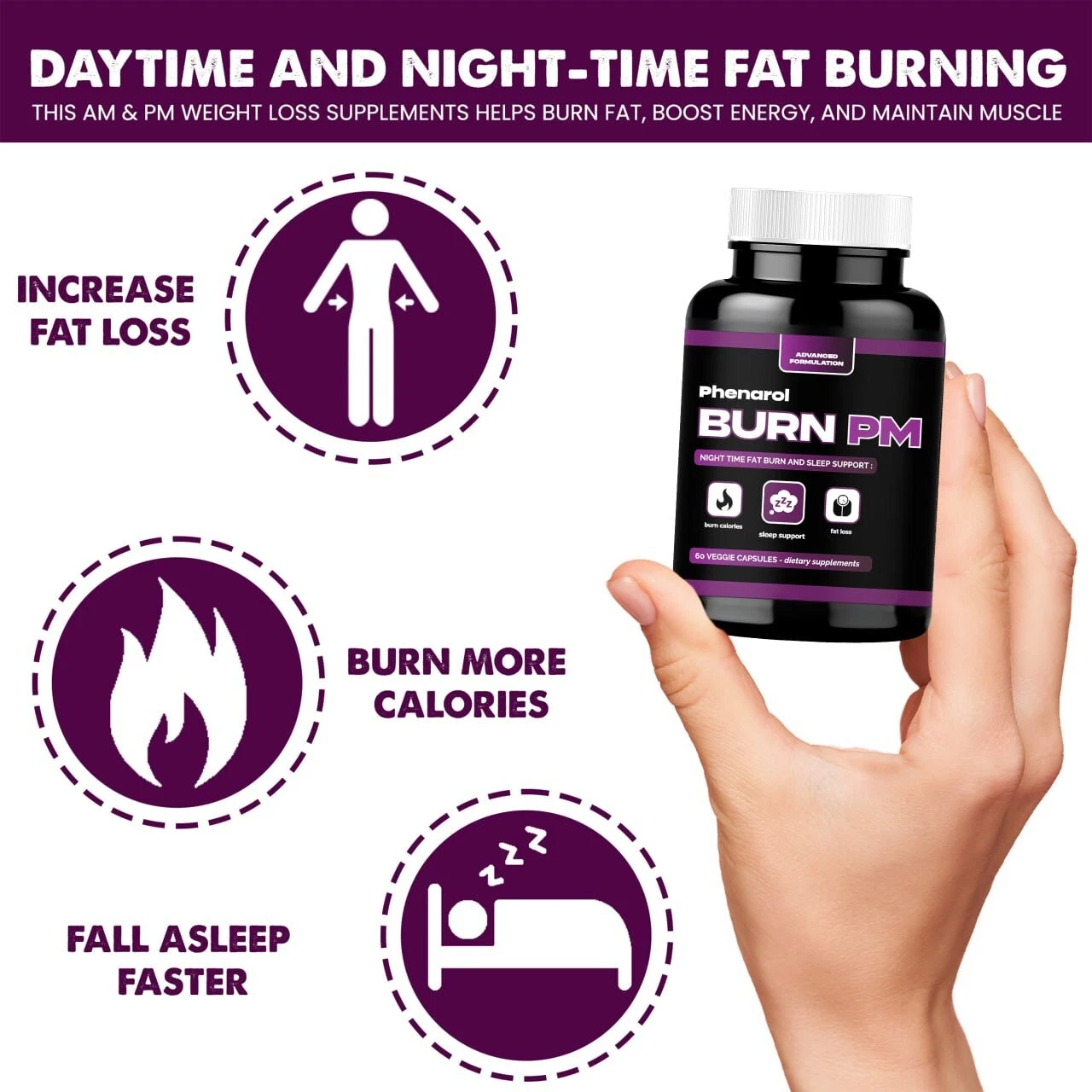 Fat Burner Super Thermogenic Fat Burner NIGHT TIME for Weight Loss, 1 Month