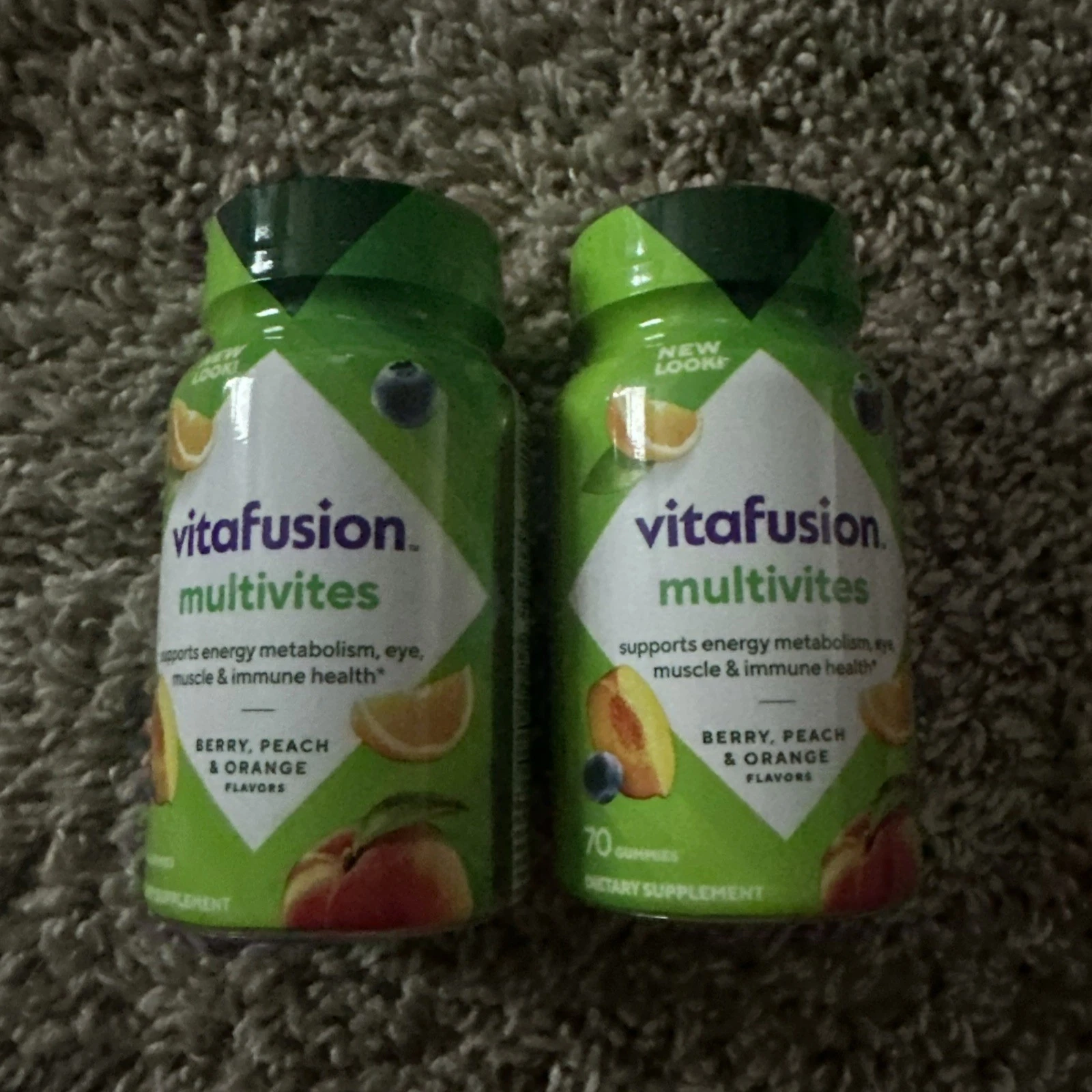 Vitafusion MultiVites MultiVitamin Gummies Berry, Peach, Orange 70 count -2 pk