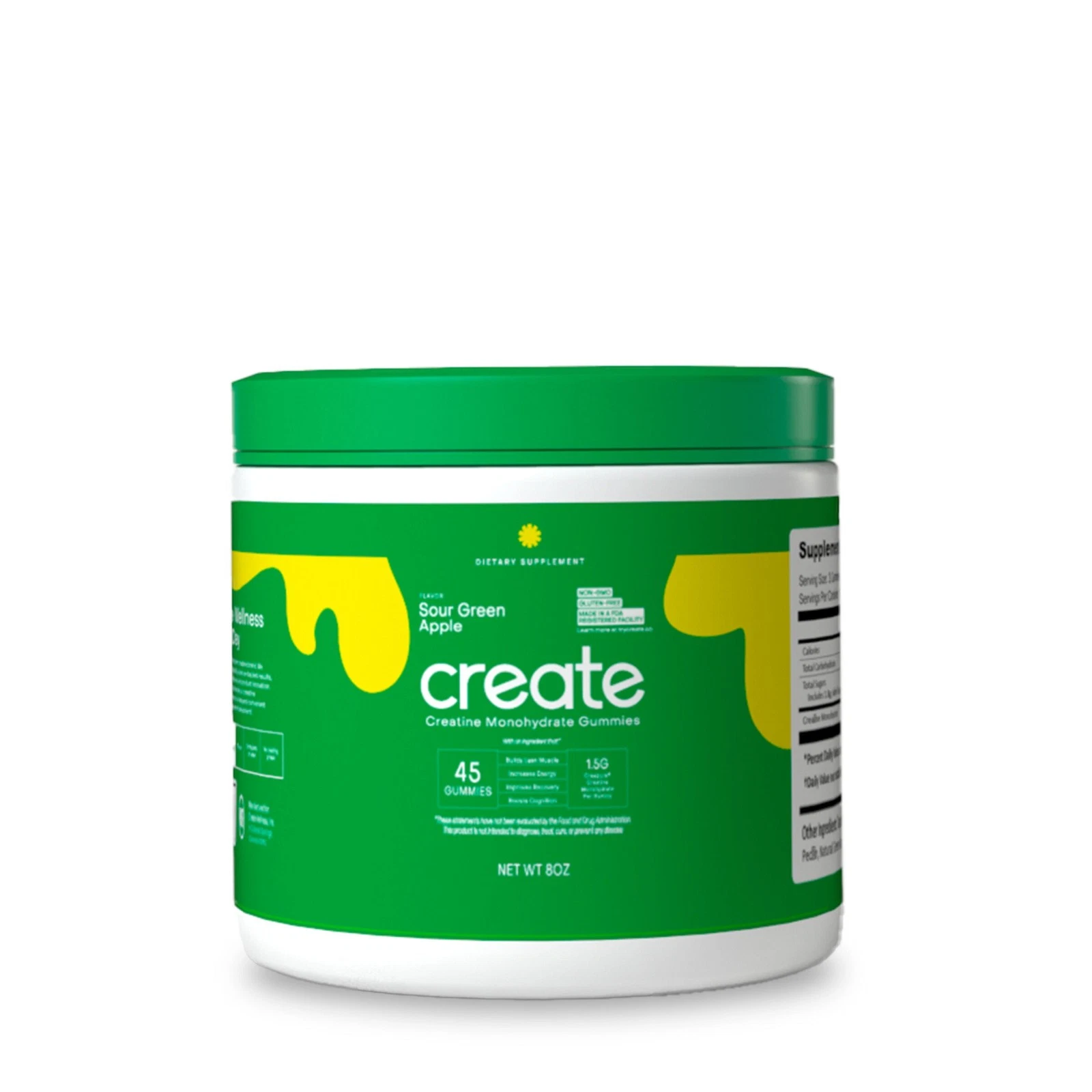 Creatine Monohydrate Gummies - Sour Green Apple - 45 Gummies (15 Servings)