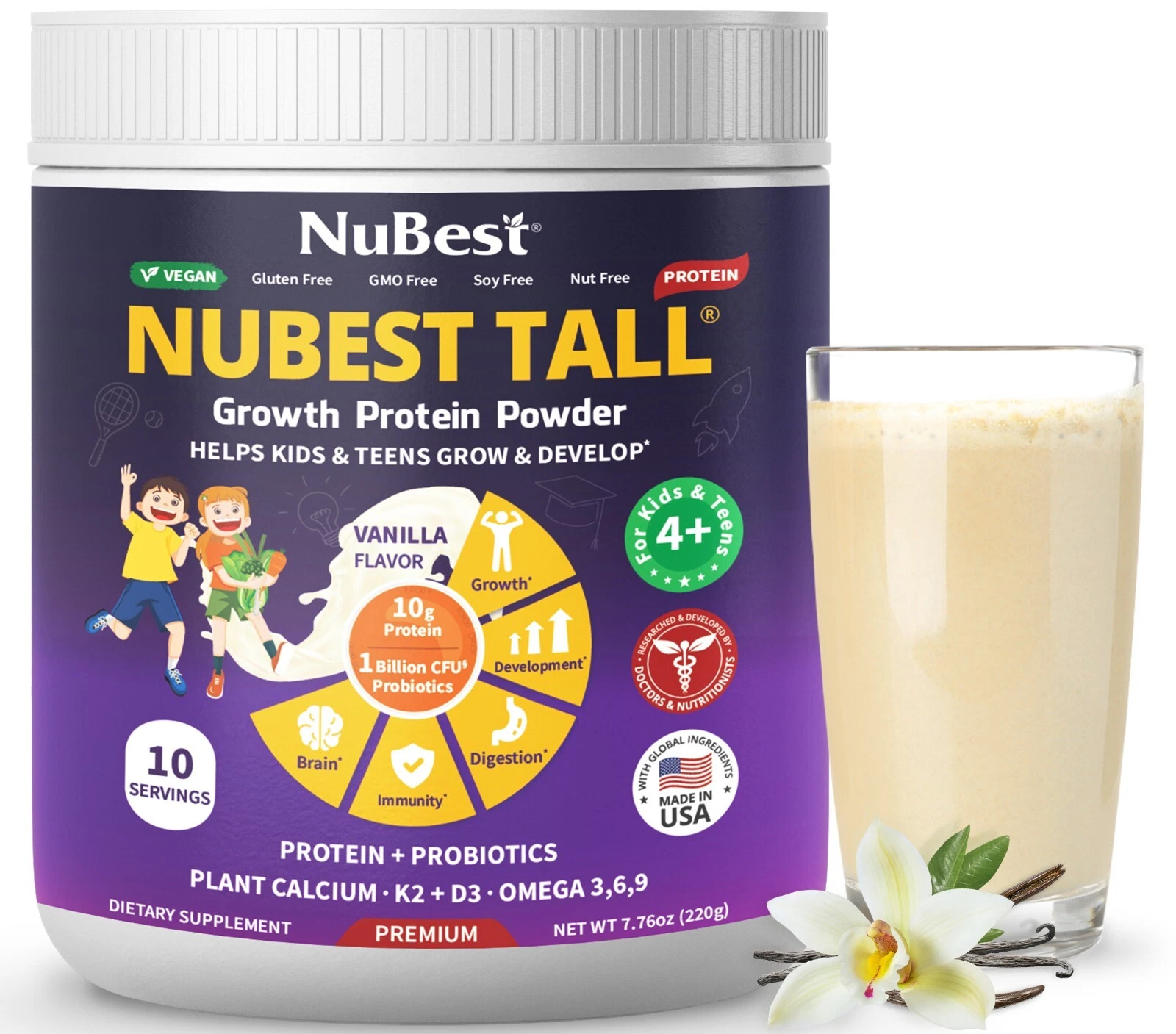 NuBest Tall Growth Protein Powder - Helps Kid & Teen Develop Healthily (Vanilla)