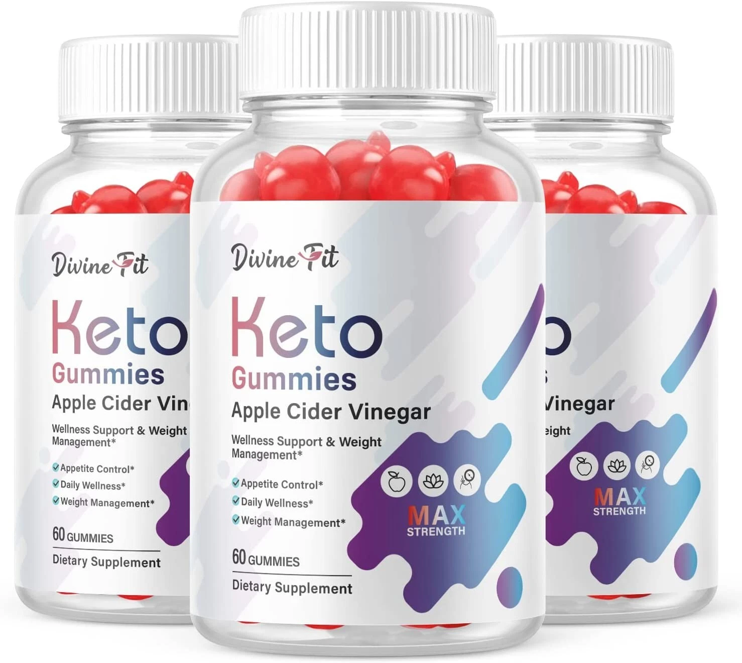 3 Pack - Divine Fit Keto ACV Gummies - Vegan, Weight Loss Supplement - 180 Gums