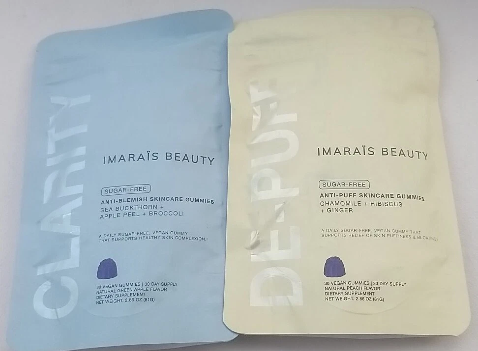 Imarais Beauty De-Puff 30 Gummies - Peach Flavor Clarity Anti-Blemish Gummies 30