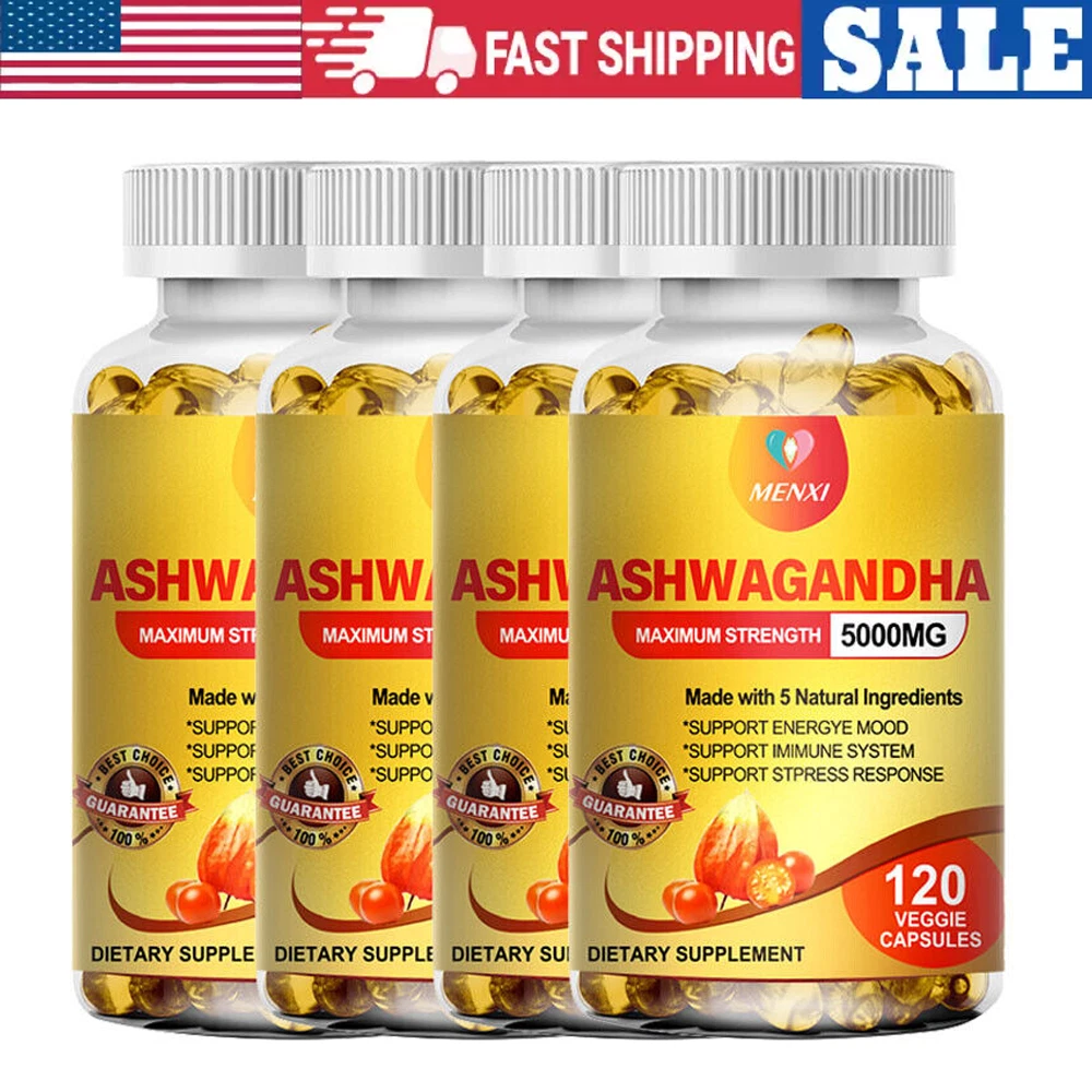 Ashwagandha KSM-66 Extract Reduces Anxiety and Stress, Dietary Supplement