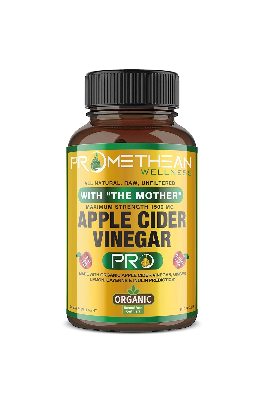 Certified Organic Apple Cider Vinegar Capsules Pro with Mother Acv Pills Deto...