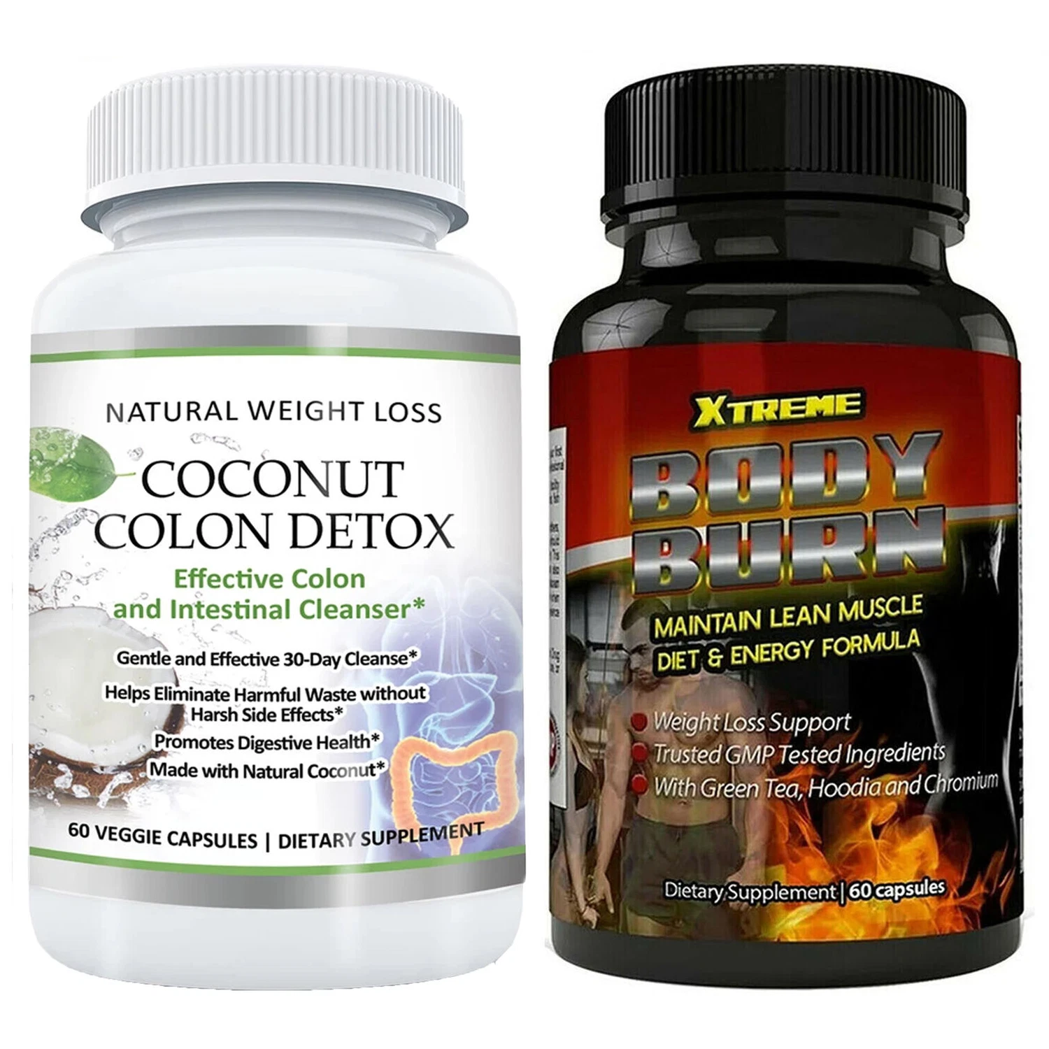Coconut Colon Cleanse Detox Pills & Xtreme Body Fat Burn Weight Loss Supplement