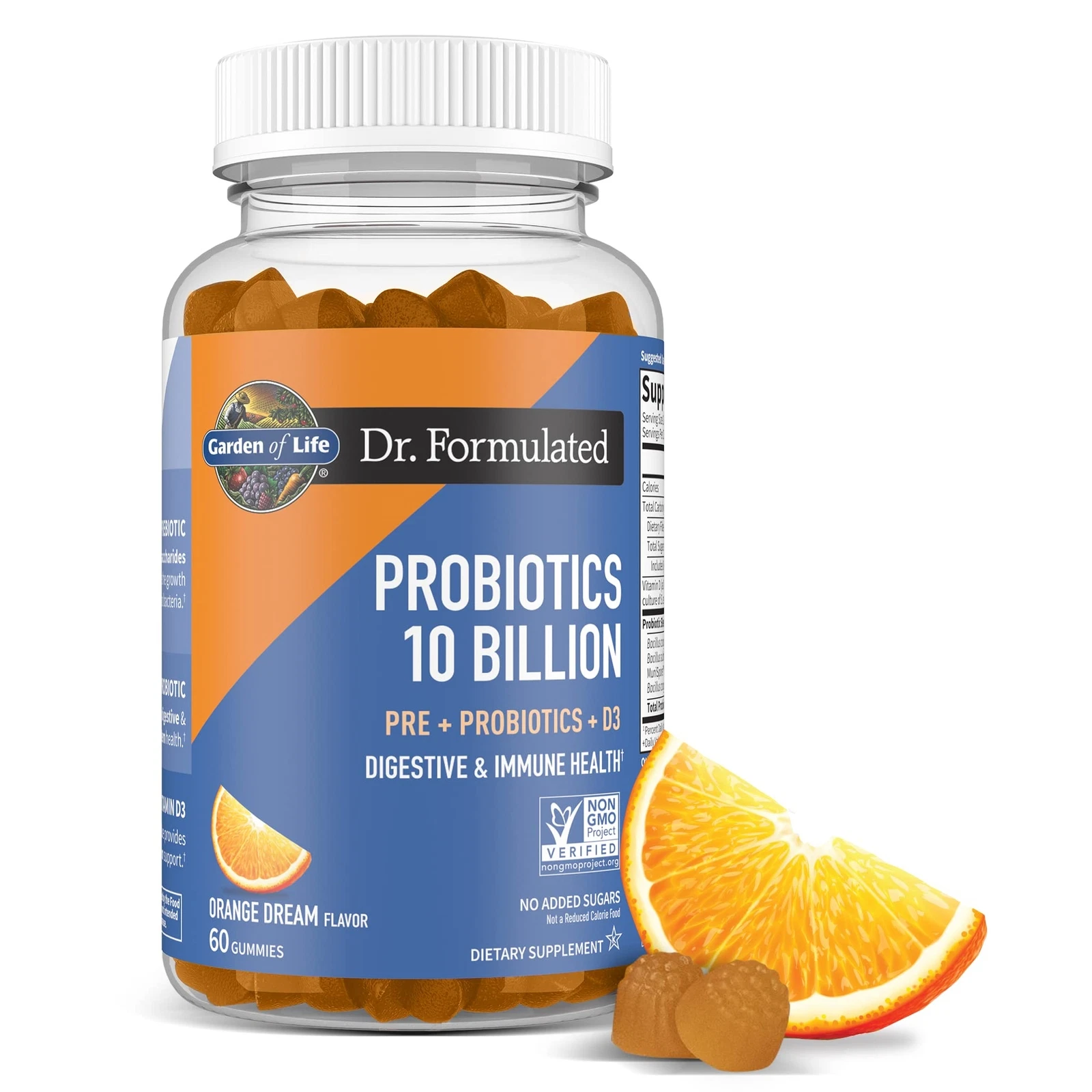 Dr Formulated Probiotic Gummies with Prebiotics Vitamin D3 60 Count Orange Fl...