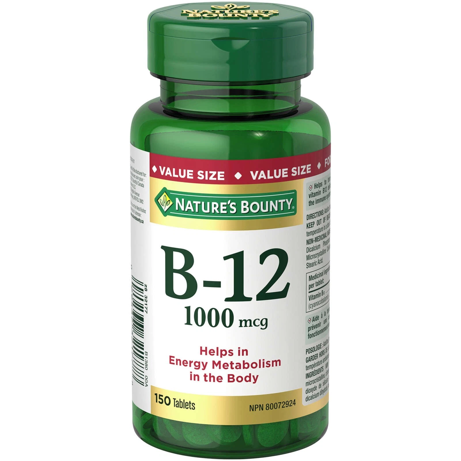 Nature's Bounty Vitamin B-12 1000 mcg Value Size Vegetables Carbs 150pcs NEW