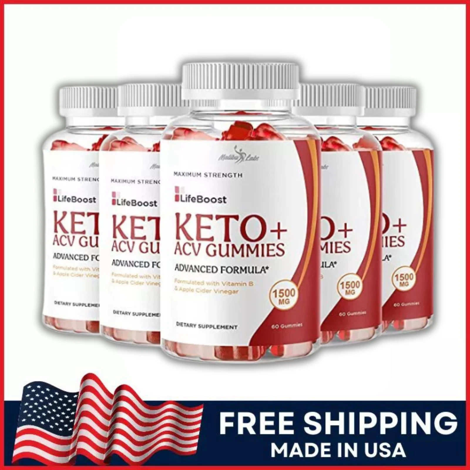 LifeBoost Keto ACV Gummies Weight Loss - Life Boost 1500mg (5 Pack)