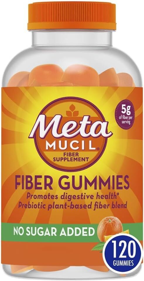 Metamucil Orange Prebiotic Daily Fiber Supplement, Plant Based, 120 Gummies