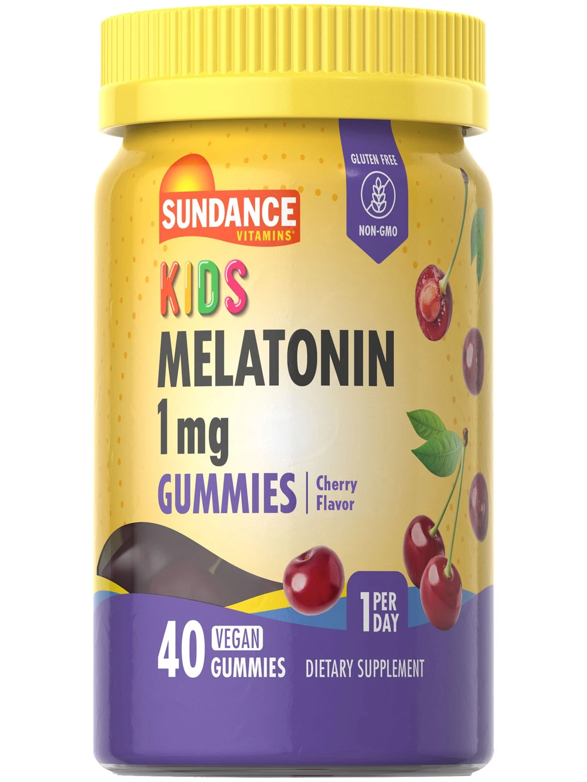 Kids Melatonin Gummies 1mg | 40 Vegan Gummies | Cherry Flavor | by Sundance
