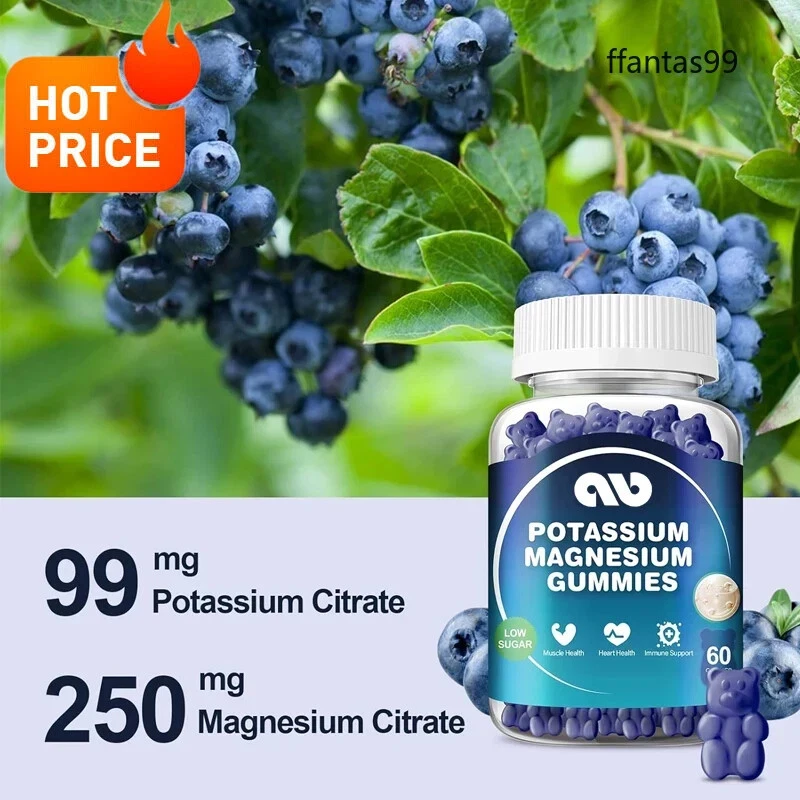 Potassium magnesium supplement gummies, 60 gummies